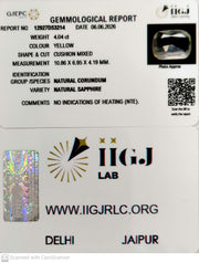 4.04/CT Natural Yellow Sapphire With Govt Lab Certificate-12927D53214